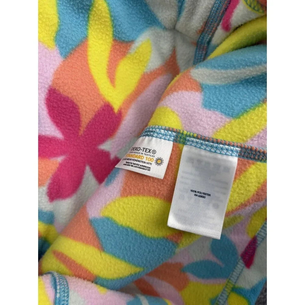 Lands' End Fleece Jacket Girls‎ Small 6-8 Multicolor Floral Full Zip Youth Warm
